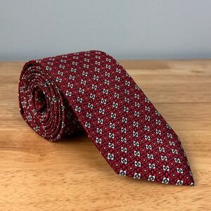 Jos A Bank Signature 3" Tie Red Blue Geometric Medallion Silk Classic Necktie